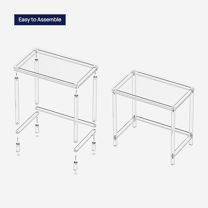 HMYHUM Acrylic Computer Desk 32 Inch Clear Office Desk for Small Spaces Study Writing Vanity Table with Cylindrical Legs Modern Easy Assembly