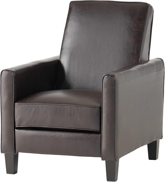Lucas Leather Recliner Club Chair Brown