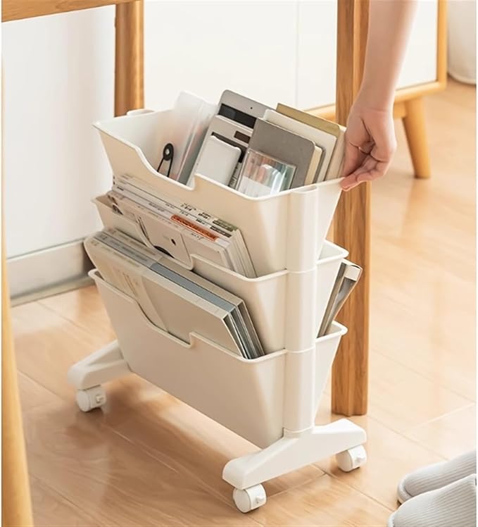 Mobile Filing Cabinet with Wheels File Shelves Under the Desk Movable Bookshelves Floor Carts for Organizing and Storing File Cabinet(39cm)