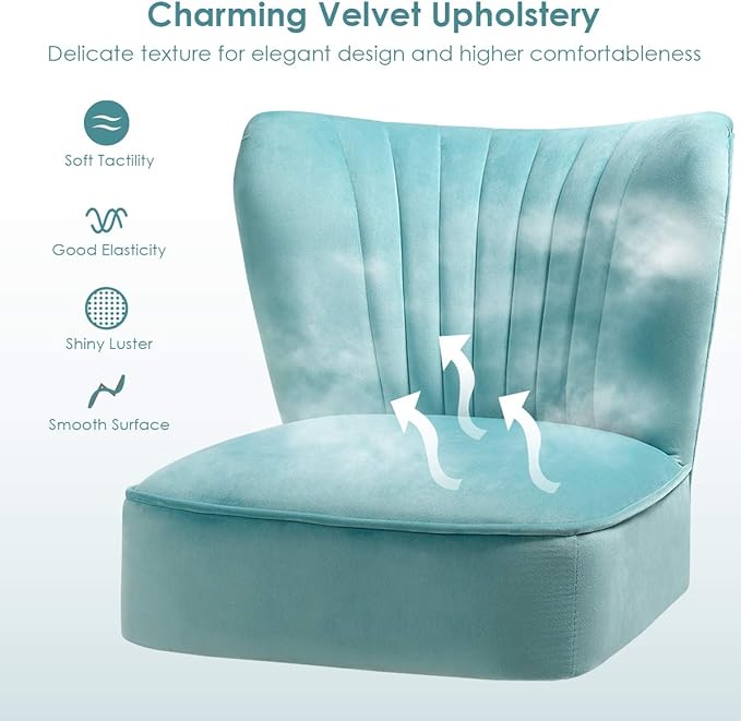 Giantex Set of 2 Velvet Accent Chair Upholstered Modern Sofa Chair w/Wood Legs Thickly Padded Small Armless Wingback Club Chairs for Living Room Bedroom Furniture