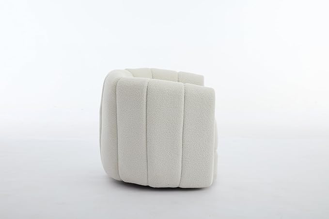 Swivel Accent Chair for Livingroom Teddy Fabric 360 Degree Round Swivel Barrel Armchair Wide Upholstered for Living Room Bedroom Reading Waitingroom (White Teddy)