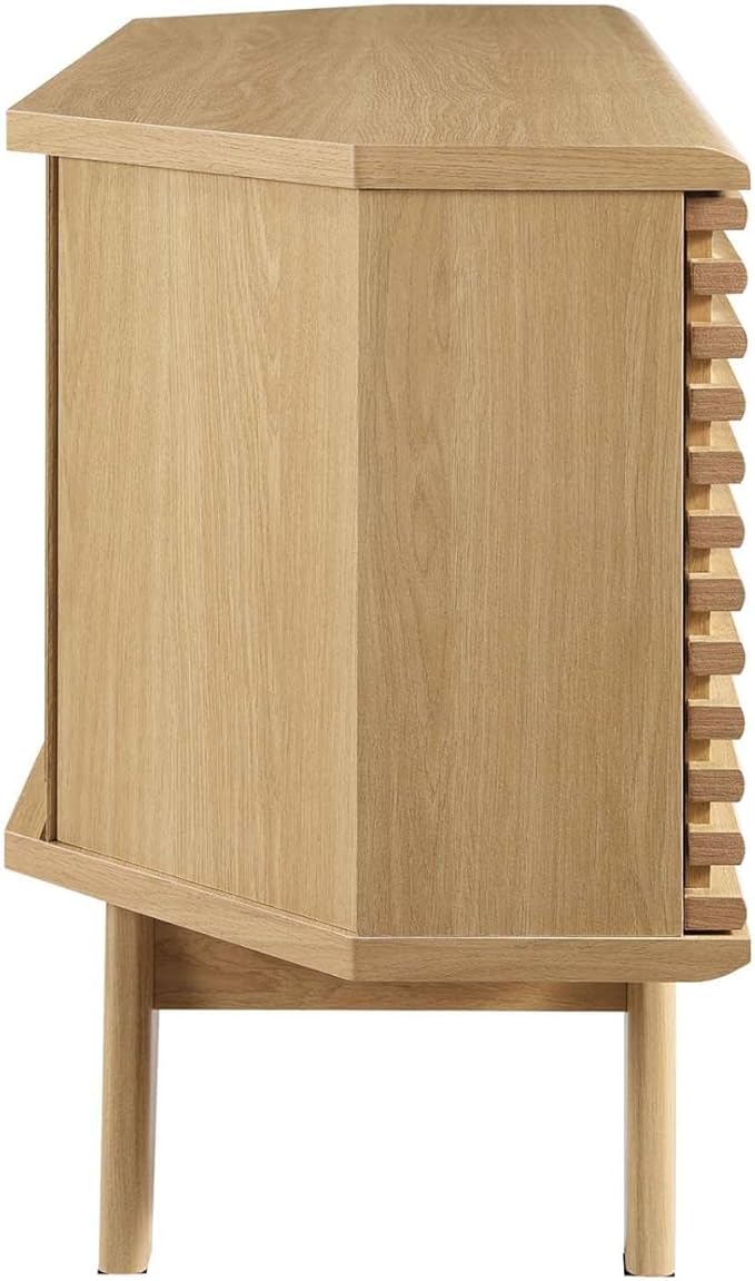 Modway Render Mid-Century Modern Low Profile 46 Corner Media TV Stand in Oak 15 x 46 x 23