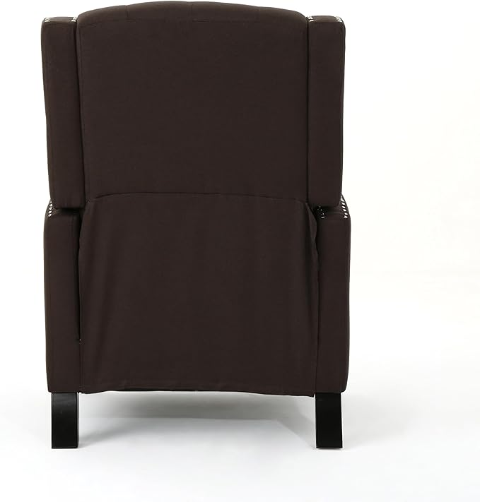 Pushback Recliner Comfortable Wingback Sofa Chair with Adjustable Backrest Tufted Fabric Upholstered Armchair Retro Rivets Decorated Recliner for Living Room Bedroom Office Home Theater Coffee
