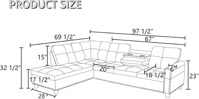 L-Shaped Sectional Sofa Modern Sectional Couches Home Sofas for Living Room with Movable Chaise Modular Living Room Sets Furniture for Apartment Bedroom &amp Office Grey White