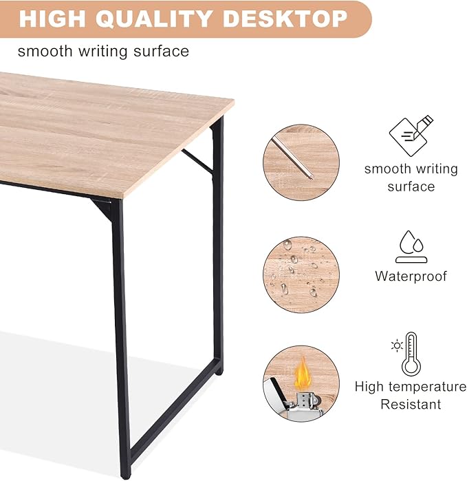 BLKMTY 47 Computer Desk Home Office Desk Wood Writing Study Table Modern Simple Computer Table Desk Fashion Tables for Room with Metal Frame Workstation for Small Space Nature