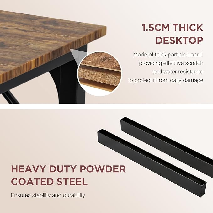 39 inch Computer Desk for Small Spaces Wood Desk Office Desk Writing Desk with Metal Frame &amp Adjustable Feet Modern Simple Computer Table PC Desk for Bedroom Home Office Brown Desk