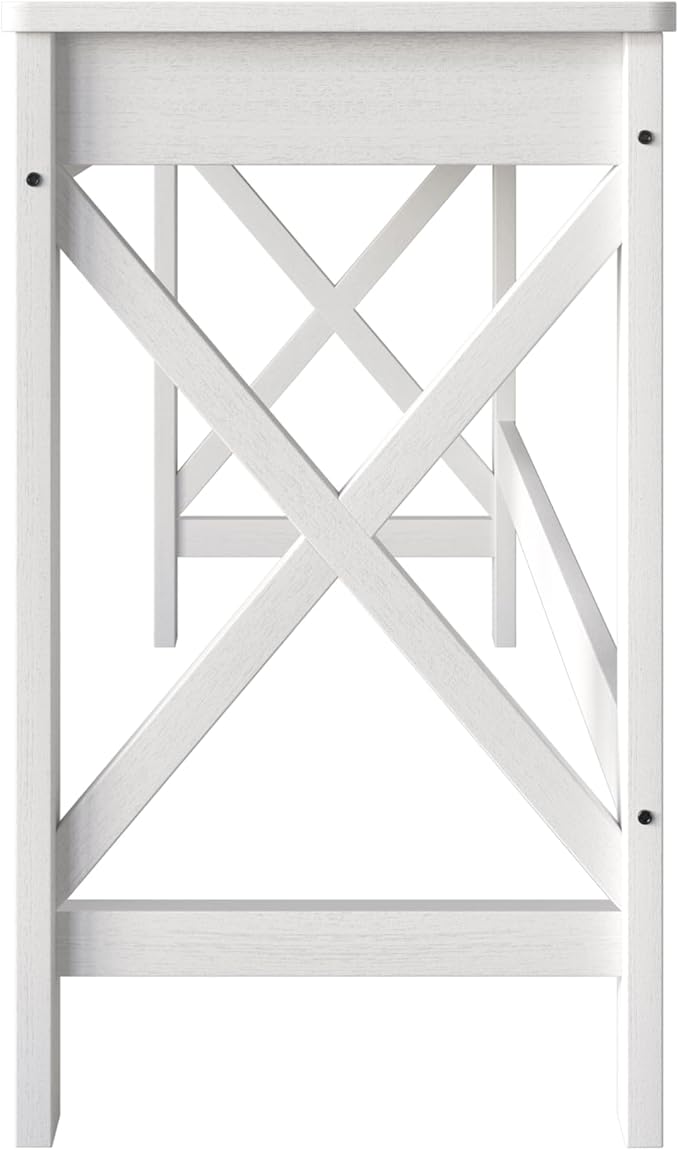 HOME DESIGN Beatrice Solid Wood Writing Desk 47.2 Inches Modern Home Office Desk with Spacious Tabletop &amp Built-in Storage Drawers Durable Design Easy Assembly White