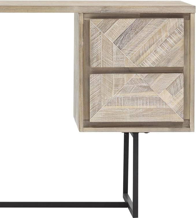 Armen Living Peridot 2 Drawer Desk in Natural Acacia Wood 24 x 29 x 51