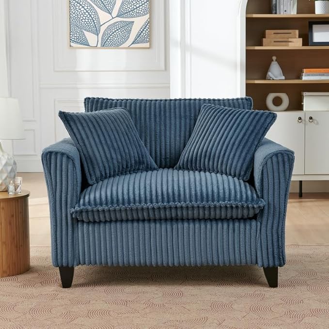 Polibi Lazy Comfortable Single-Person Sofa Chair with High-Resilience Cushion and a backrest Compact Single Seater for Living Room &amp Bedroom Blue