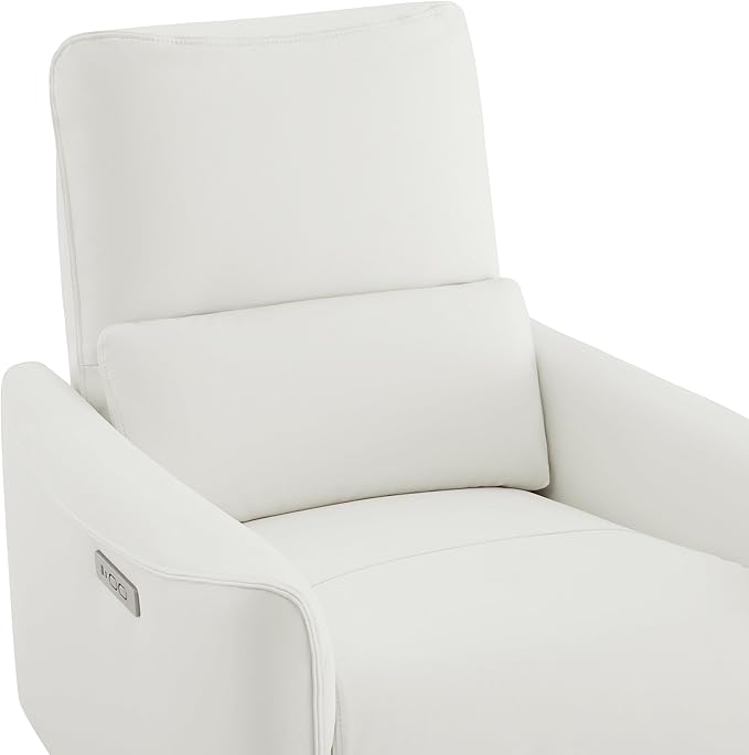 CHITA Power Recliner Chair Swivel Glider FSC Certified Upholstered Faux Leather Living Room Nursery Reclining Sofa Chair with Lumbar Support White