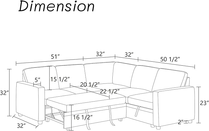 Sectional Sleeper Sofa with Pull Out Bed L Shape Convertible Couch with Storage Chaise Comfy Sleeper Couch 2 in 1 Pull Out Sofa Bed with 5 Seats for Living Room Apartment Black