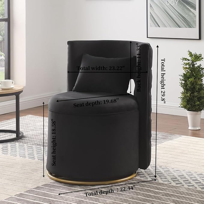 Swivel Accent ChairVelvet Round Storage Sofa Club Upholstered Barrel Modern Arm Chair for Nursery Living Room Hotel Bedroom Office Lounge Hotel Office (Black)