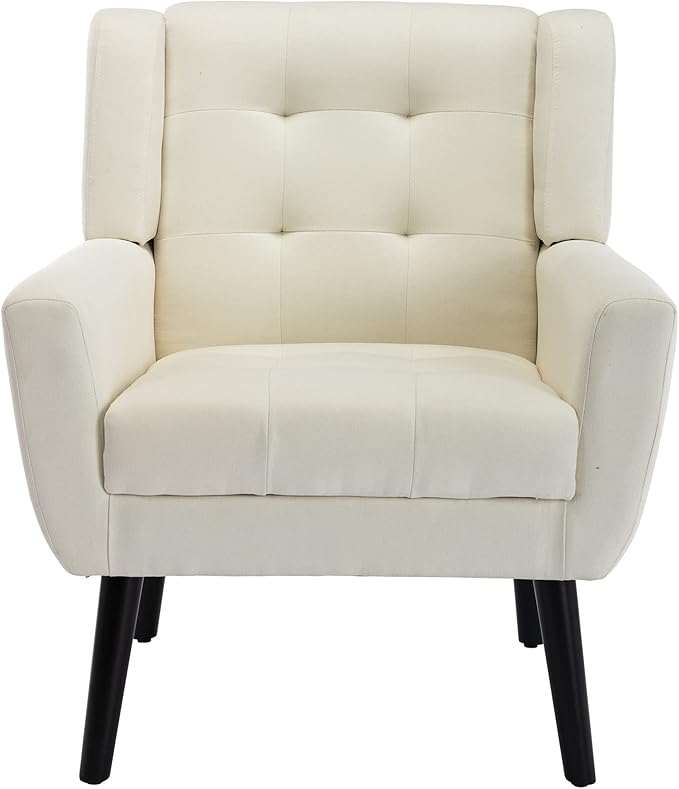 Modern Velvet Accent Chair/Living Room Chair/Arm Chair/Lounge Chair with Solid Wood LegsSuitable for Clubs Living Rooms Offices Balconies (Beige)