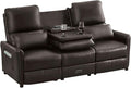 Reclining Loveseat Sofa 3 Seat Manual Recliner Couch with Flip Middle Backrest Console Wall Hugger Storage Drawer &amp Cup Holder for RV &amp Living Room Seating (Dark Brown 3 seat)
