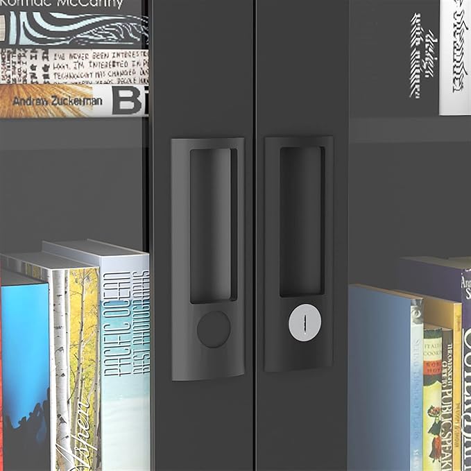 GLigeT Filing Cabinet Steel Filing Cabinet with Glass Door with Lock Locker for OfficeLiving RoomBedroomKitchen Storage Cabinet File Storage Cabinets