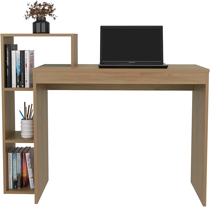 43 Wide Four Shelves Writting Desk Home Office Living Room Gamer Desk Natural Oak