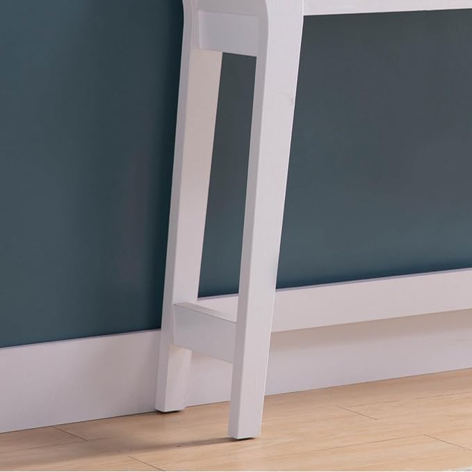 Modern White Console Work Table with One Smooth-Glide Drawer Two Spacious Side Shelves for Storage Versatile Use Compact Home Office Desk Durable Construction
