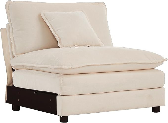 Sofa Middle Position Splicing Combination Chenille Couch for Living RoomApartment Accessories for Modern Home Decor（Beige