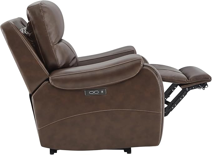 CHITA Large Power Zero Gravity Recliner Chair Genuine Leather Recliner Chair for Adults with Adjustable Power Headrest and Hidden Slide-Out Cupholders USB and Type-C Ports Dark Brown