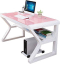 Tempered Glass Computer Desk Modern Laptop Desk Dinning Table Professional Office Desk Study Gaming Writing Desk Home Office Workstation(Pink80cm/31.4in)