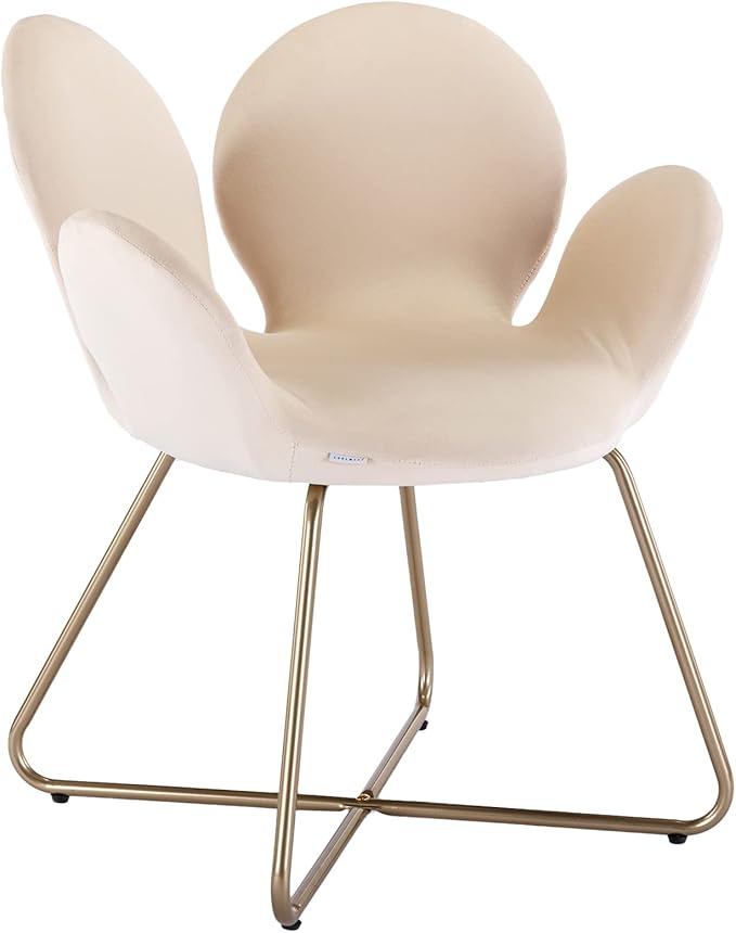 Modern Velvet Accent Chair Comfy Cute Upholstered Vanity Desk Chair wMetal Legs Soft CushionArmchair for Living Room 2PCSet