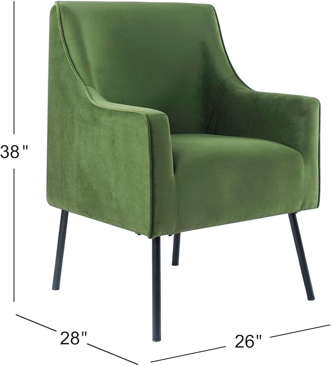 HomePop Modern Accent Chair Homepop Home Décor Accent Chairs for Living Room &amp Bedroom Fabric Reading Living Room Side Chair Single Sofa with Lounge Seat and Metal Legs - Green Velvet