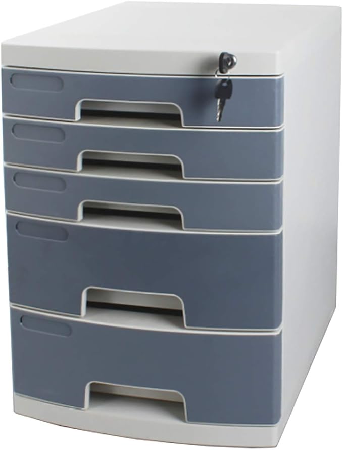 Storage Drawers Desk Storage Unit Organizer Lockable File Cabinet A4 Box for Office 5 Tier Gray Blue White File Cabinet.Grey