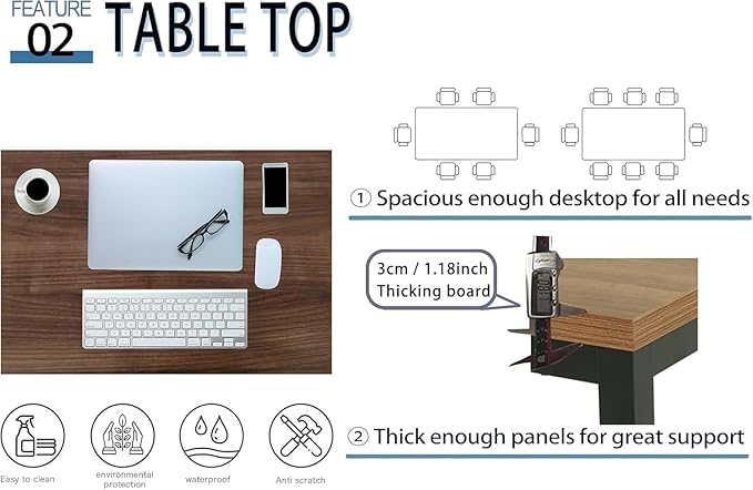 55 × 24 inches Desk Sturdy Metal Frame Computer Desk Spacious Office Desk &amp Writing Desk with Easy Assembly Durable Workstation for Home Office