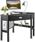 Tangkula Corner Desk Corner Computer Desk with Drawer for Small Space Small Corner Makeup Vanity Desk 90 Degrees Triangle Corner Desk with Storage Shelves