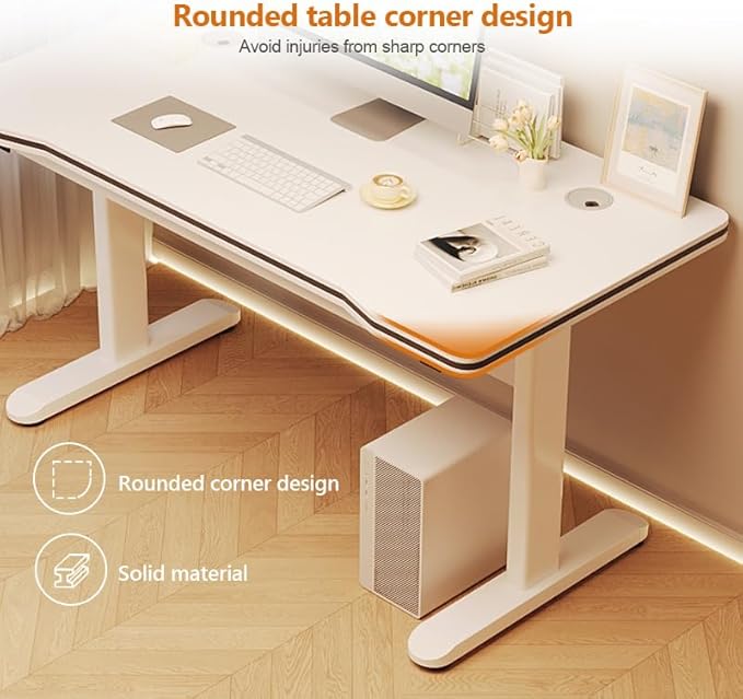 Gaming Desk Computer Writing Table for Home Office Student Art Modern Simple Style with T-Shaped Metal Bracket PC Wood Suitable for Offices&ampBedrooms