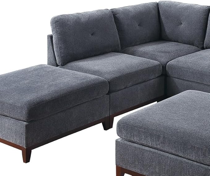 Modular Living Room Furniture Armless Chair in Ash Chenille Fabric Cushion Armless Chair (1 Piece)