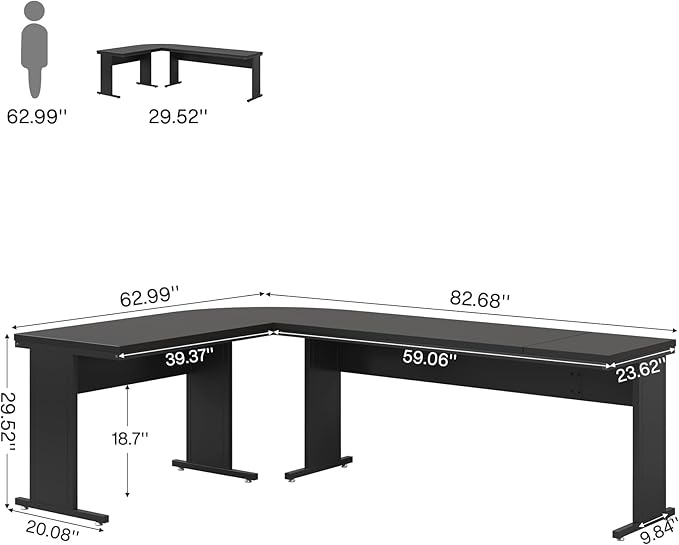Tribesigns 83-Inch Large L Shaped Desk Reversible Executive Office Desk Modern Corner Computer Table Business Workstation for Home Office Black