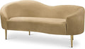 Meridian Furniture 659Camel-L Ritz Collection Modern | Contemporary Upholstered Loveseat with Rich Camel Velvet Gold Metal Legs Curved Contemporary Design 67 W x 31.75 D x 30.5 H Camel