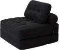 Folding Sofa Bed Convertible Sleeper Sofa Bed with Pillow Foldable Mattress with Back Support Comfy Chair Lounge for Living Room Bedroom Portable Fold Out Single Black