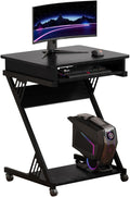 ALISENED 2 Tier Computer Desk with Keyboard Tray 23.6 Home Office Desk Computer Workstation Rolling Study PC Laptop Table for Small SpacesZ-Shaped Small Compact Study Table