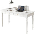 47 Solid Wood Workstation True White Heavy-Duty PC Computer Desk Sturdy and Odorless Finish
