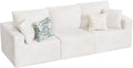 JUMMICO Boneless Couch with Deep Seat and Ottoman Modular Sectional Sofa with Body Support Corduroy Couches for Living Room Apartments Bedroom No Assembly Required (Beige Three Seater)