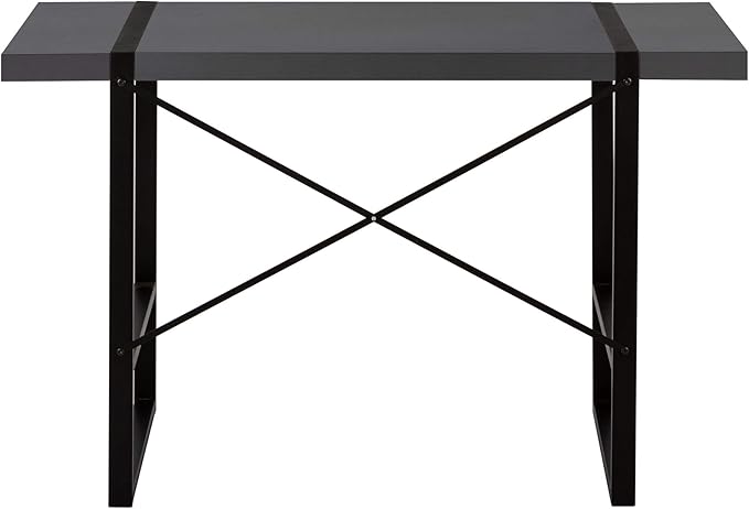 Penau Computer Desk for Home Office 48In Grey Laminate Surface Modern Black Metal Legs Contemporary Design Versatile Usage