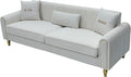 Modern 3-Seaters Velvet Sofa Upholstered Couch with Pillows and Gold Metal Legs for Living Room Office Apartment (Cream White)