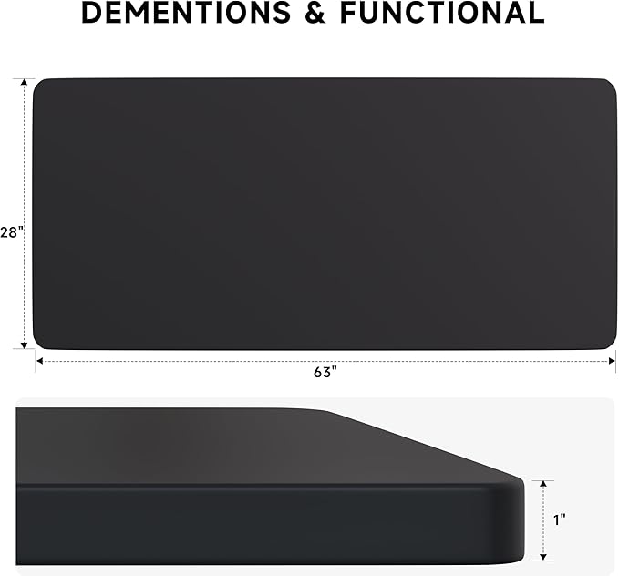 BIZUM Whole-Piece Particle Board Table Top Wood Countertop for Standing Desk DIY 63x28x1 Inch Black Desk Top