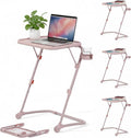 Homy Casa Adjustable Z Shaped Study Desk with Cup Holder Space Saving Portable Laptop Foldable Table for Home Office Living Room &amp Bedroom Sturdy Metal Frame &amp PP Top Black (4PCS-Pink)