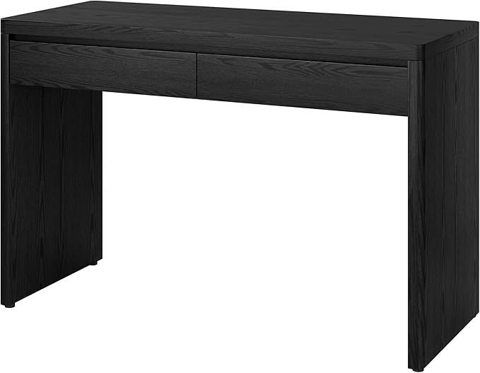 Henn&ampHart 48 Modern Rectangular Wooden Home Office Desk Computer Desk Writing Table with 2 Storage Drawers for Home Office Natural Black