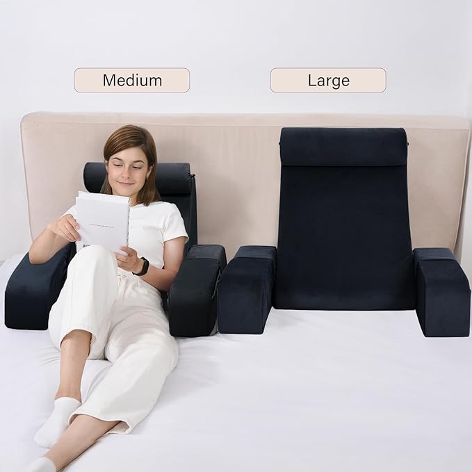 ENITYA Reading Pillow for Sitting in Bed Adult 21 Large Back Pillow for Sitting up Bed Rest Pillows for Reclining/Watching TV/Reading/Gaming/Resting in Couch or Floor Black