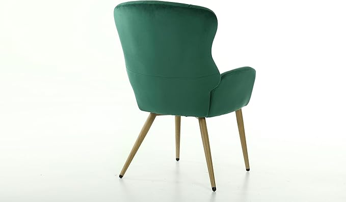 Accent Chair Modern Tufted Button Wingback Vanity Chair with Arms Upholstered Tall Back Desk Chair with Metal Legs for Living Room Bedroom Waiting RoomGreen