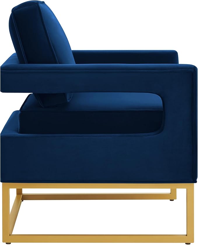 Velvet Lazy Chair Accent Reading Chair Cozy Lounge Chair with Armrest Leisure Mid-Century Modern Chair Armchair for Living Room Bedroom DormNavy