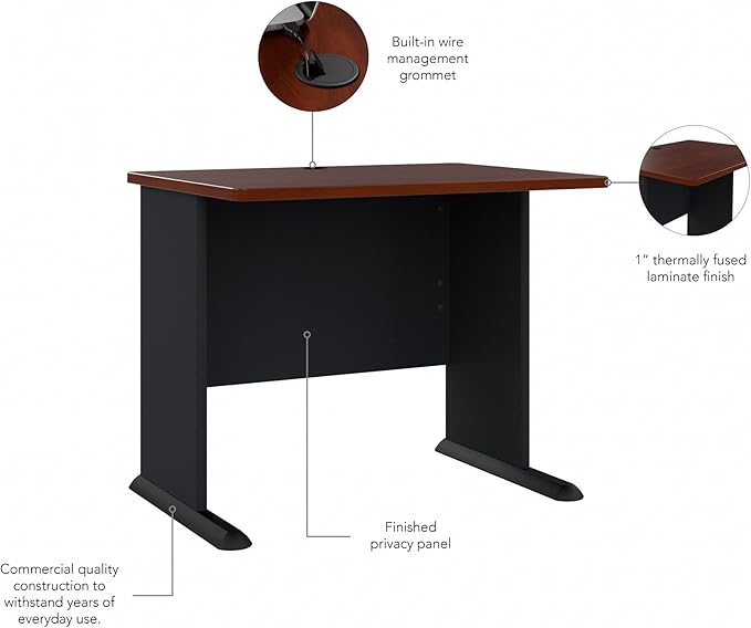 Bush Business Furniture Series C 72W x 36D Bow Front U Shaped Desk with Mobile File Cabinets in Hansen Cherry
