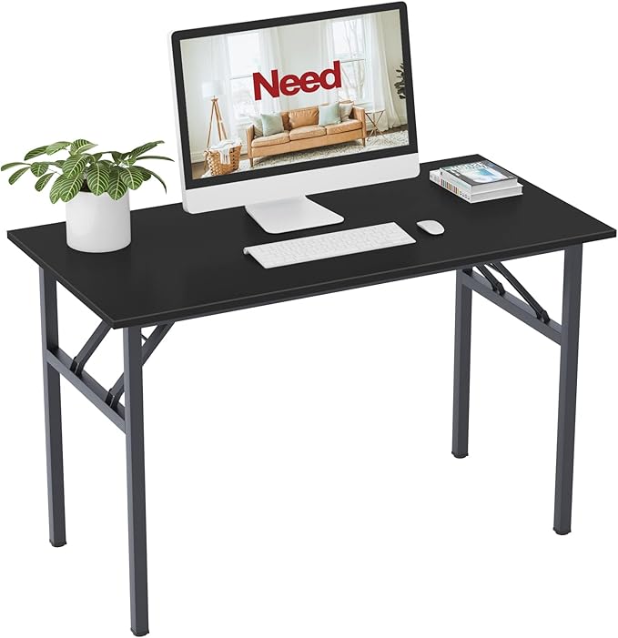 Need Home Office Desk 47 inch - No Assembly Folding Computer Table with BIFMA CertificationComputer Table Workstation Perfect for Teens/Office/Home