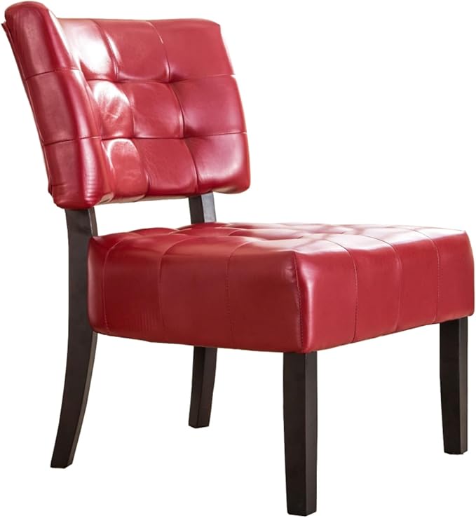 Contemporary Tufted Oversized Accent Chair with Plush Boucle Fabric and Faux Leather Options Kiln-Dried Hardwood Frame Deep Cushion Seat Ergonomic Back Support Versatile Living Room Chair (Red)