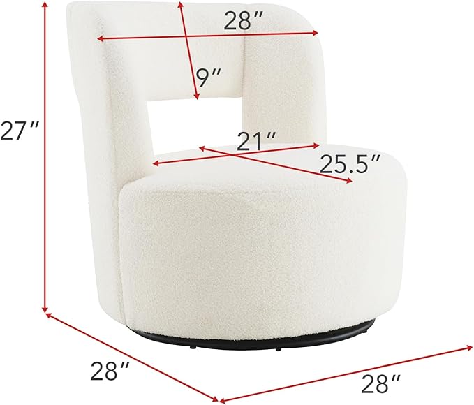 Swivel Barrel Chair with Plush Teddy Fabric: Comfy Round Accent Chair for Living Room Bedroom &amp More