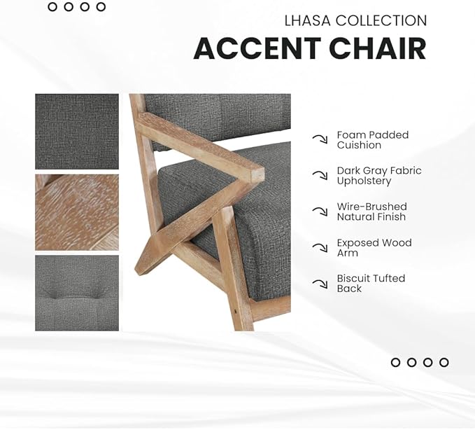 Lexicon Lhasa Fabric Accent Chair Dark Gray
